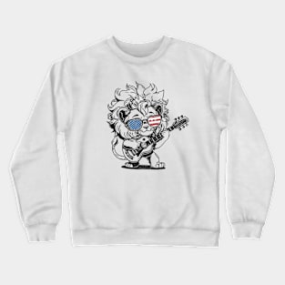 Cute baby lion playing guitar - funny saying Crewneck Sweatshirt